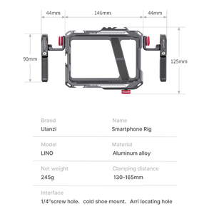 <span class=keywords><strong>Ulanzi</strong></span> Lino Cage pour Smartphone, Boîtier de Realisation Vidéo Mobile pour iPhone 16 15 14 13 12 Samsung, Poignée de Maintien, Rig Vidéo pour Vlog, <span class=keywords><strong>Stabilisateur</strong></span> - Product Image 4