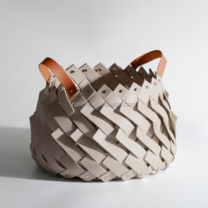 Keranjang penyimpanan sepatu handuk majalah kulit anyam mewah buatan tangan dengan logo kustom untuk dekorasi rumah - Product Image 3