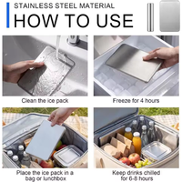 Packs de Glace Réutilisables en Acier Inoxydable à Congélation Rapide et Longue Durée pour Pique-niques et Camping – Boîte à Repas Isotherme Portable