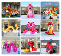 Lumière décorative murale festive de personnage de dessin animé artistique de Dragon gonflable géant coloré pour la publicité d'événement gonflables