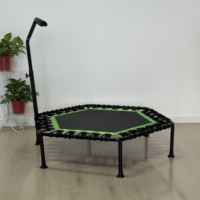 Trampolin Kebugaran 50IN dari Baja Paduan dengan Busa PVC, Rebounder dengan Pegangan untuk Latihan di Dalam dan Luar Ruangan, Home Gym
