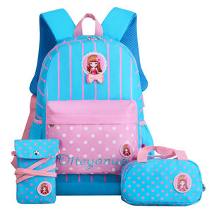 Amiqi Amic กระเป๋าเป้เดินทาง,กระเป๋าใส่แล็ปท็อปโรงเรียนชุด3ช่องลายจุดไนลอน - Product Image 6