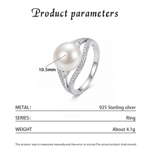 Bague en argent S925 avec perle d'eau douce, design original, ajourée et incrustée de zircone, bijoux pour femmes - Product Image 6