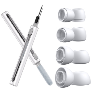 Paquet personnalisé Kit de nettoyage pour écouteurs Stylo de nettoyage multifonction 4 paires d'embouts d'oreille en silicone de remplacement pour accessoire <span class=keywords><strong>AirPods</strong></span> <span class=keywords><strong>Pro</strong></span> - Product Image 1