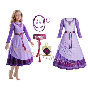 Disfraces de TV y películas Disfraz de princesa Asha para niñas Cosplay Vestido púrpura Niños Halloween Fiesta de Navidad Trajes de <span class=keywords><strong>cumpleaños</strong></span> - Product Image 1