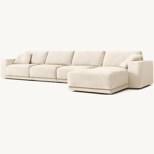 Rhoohill personalizzato di lusso stile moderno soggiorno bianco lino RH divano modulare L-sezionale divano Ottoman mobili soggiorno - Product Image 4