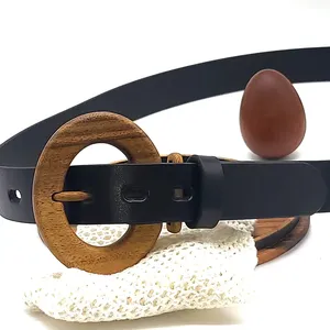 Ceinture en cuir et bois de luxe pour femme Fuji Happiness 306 - Product Image 3
