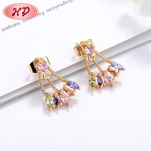 Fashion Geometric Crystal Cubic Zircon Stud <strong>Earrings</strong> Geometric <strong>Square</strong> Crystal <strong>Diamond</strong> Gold <strong>Earring</strong> for Ladies - Product Image 2