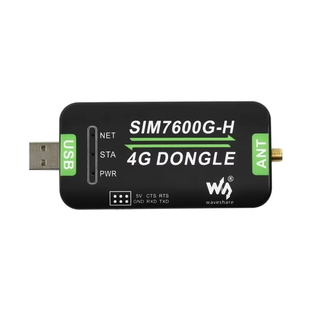 Waveshare SIM7600G-H 4G LTE Cat.4 Dongle Industrial USB 4G Modem Built-in GNSS GPS Beidou Global Multi-Band 2G/3G/4G Module