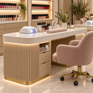Vitrine à vernis à ongles personnalisée avec étagères murales LED pour salon de manucure moderne et magasin de beauté - Product Image 2