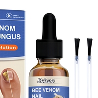 Solution de soin des ongles à base de venin d'abeille, huile d'arbre à thé, glycérine et allantoïne, en flacon compte-gouttes pour les soins des pieds