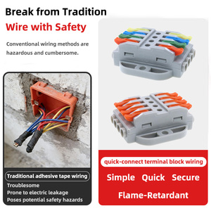 Conector <span class=keywords><strong>de</strong></span> terminal <span class=keywords><strong>de</strong></span> cableado rápido hembra KV-223 para iluminación LED, alimentación, cable <span class=keywords><strong>de</strong></span> inserción, carcasa <span class=keywords><strong>de</strong></span> PC <span class=keywords><strong>de</strong></span> cobre, 32A, con opciones <span class=keywords><strong>de</strong></span> 2P/12P pines - Product Image 3