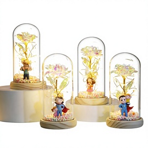 Cúpula de Cristal con Flores Preservadas, Rosa Dorada, Regalo Creativo para el Día de la Madre, 8 de Marzo (Día de la Mujer), Día del Padre - Product Image 1