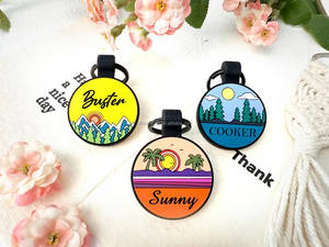 세련된 사용자 정의 QR 코드 라운드 실리콘 애완 동물 태그 내구성 조각 인쇄 이름 ID 목걸이 동물 패턴 레이스 장식 - Product Image 5