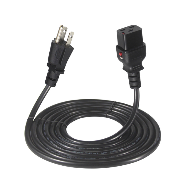 15A NEMA 5-15P to IEC320 C19 Power Cord SJTOW PVC Black Home Appliance Use