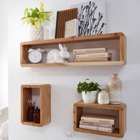 Ensemble d'étagères murales modernes en bois d'acacia à 3 niveaux, forme rectangulaire, supports de rangement suspendus, écologiques, qualité supérieure, taille personnalisable