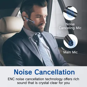 Ultralight Wireless Business Headset 110 Hrs Super Long Talk Time Earpiece With ENC Noise Canceling Mic For Driving Office