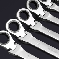 Clé à cliquet à double embout hexagonal, finition miroir, outils de réparation automobile