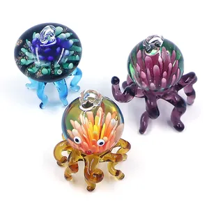 Ornement de méduse en verre suspendu fait à la main Murano Lampwork