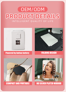 Led thắp sáng gương trang điểm xách tay ánh sáng lên vẻ đẹp gấp với 3 màu sắc bảng gương - Product Image 5