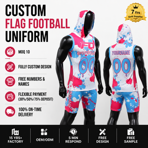 Set di Maglie Personalizzate per Football Americano 7 contro 7 con Cappuccio e Bandiera, Magliette da <span class=keywords><strong>Calcio</strong></span> Personalizzate per Squadre e Club Giovanili - Product Image 1