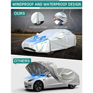 Fundas para Coche de Tela Oxford para Todo Clima para <span class=keywords><strong>Tesla</strong></span> Model 3 con Malla Ventilada, Puerta con Cremallera, Abertura para Puerto de Carga, Abertura para Maletero y Almacenamiento - Product Image 6