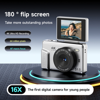 Kamera Vlogging HD 64MP, Video 4K 180 °   Layar Flip 16X Zoom Berbagi OTG Mendukung Ekspansi Kartu TF, 4 Pilihan Warna AF Autofokus