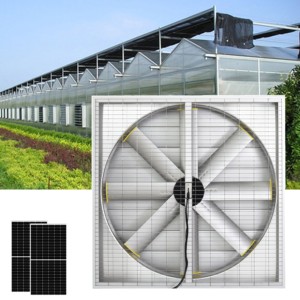 Ventilador de escape de flujo axial HVAC OEM/ODM, 8 aspas, caja montada en la pared, herramientas de techo, ventilador de Motor Solar sin escobillas DC para invernadero - Product Image 1