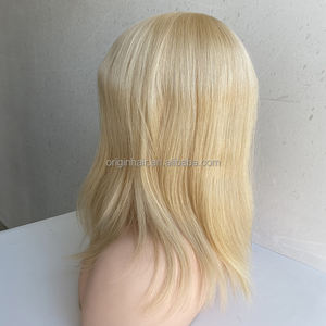 Prótesis de 7x9 Pulgadas, Base de Poliuretano, Inyección, Piel Fina, <span class=keywords><strong>Natural</strong></span>, Europea, 60 #   613 #   Parche de Cabello Humano de Color para <span class=keywords><strong>Mujer</strong></span> - Product Image 3