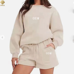 <span class=keywords><strong>Felpa</strong></span> CNSHELL in pile di cotone 365GSM di alta qualità senza cappuccio e Shorts <span class=keywords><strong>con</strong></span> tasche 2 pezzi Set donna - Product Image 1