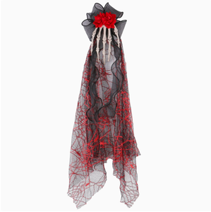 Serre-tête gothique en dentelle noire avec voile, motif floral, pour Halloween, cosplay, costume de mariée, ou Jour des Morts - Product Image 2