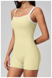 YIAN U Combinaison de yoga et de fitness sculptante à <span class=keywords><strong>dos</strong></span> en U, effet seconde peau, anti-frottement, avec bretelles color block - Product Image 2