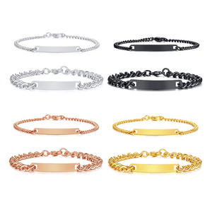 <span class=keywords><strong>Bracelet</strong></span> plaqué or 18K pour <span class=keywords><strong>homme</strong></span> et femme, bijoux <span class=keywords><strong>avec</strong></span> plaque gravée sur mesure, cadeau d'anniversaire, tendance 2019 - Product Image 1