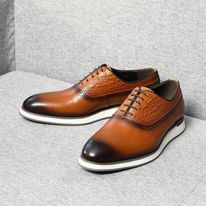 Zapatos Oxford - Zapatos de Cuero para Hombre - Estilo Británico de Negocios, Pintados a Mano y con Relieve, Zapatos Formales de Moda - Product Image 3
