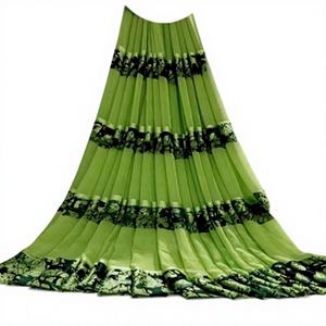 Sari en soie pure élégant en georgette satinée pour femme, longueur 6,30 mètres, coupe classique, idéal pour les occasions festives - Product Image 1