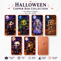 Vente en gros de barres de cuivre pur de 1 oz avec impression UV 2D, figurine de dessin animé d'Halloween, lingot décoratif pour collection et souvenir de festival