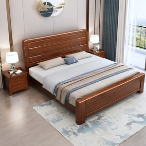 Lit en bois massif de noyer Dazhang Jiaju 1,8 m avec plateforme de rangement, mobilier de chambre principale, style chinois moderne - Product Image 3