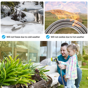 확장 가능한 금속 정원 호스 75ft 스테인레스 스틸 물 호스 50 FT-경량 비 킹킹 유연한 정원 호스 - Product Image 3