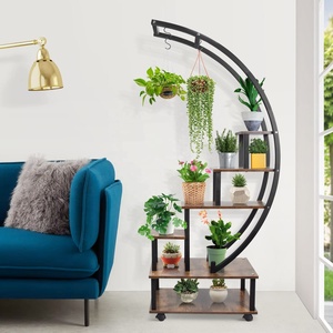 2 Chiếc Giá Đỡ Cây Trong Nhà Bằng Kim Loại Cao 6 Tầng Có Vòng Treo Thang Hình Nửa Mặt Trăng Giá Đỡ Cây Giá Đỡ Nhiều Cây - Product Image 2