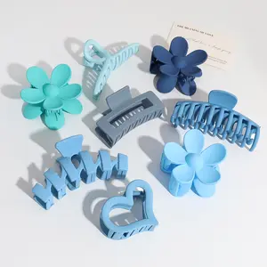 Wholesale Solid Color Hair Claw Clips Plastic Alligator Clips Korean Style Multiple Design Flower Claw Clip For Women Girls