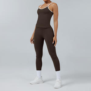 Kadın Yüksek Bel Nefes Alabilen Hafif Hızlı Kuruyan Spor Sütyeni Takımı Antrenman Taytı Dikişsiz Spor Salonu Yoga Renk Bloklu Spor Giyim 2 Parça - Product Image 6