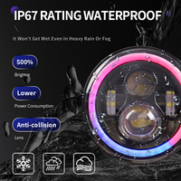 7 pouces 100W RGB rond LED phares APP contrôle Halo anneau DRL fonction de clignotant pour 1997-2018 Jeep Wrangler JK TJ LJ