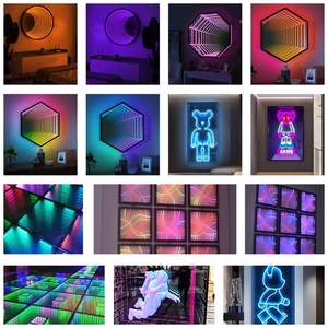 Kingwestar Custom Acrylic Magic Mirror Customized Led Neon <b>Wall</b> Decor Infinite Multi-layer Mirror 3D Neon Sign <b>Light</b> Box for Bar - Product Image 6