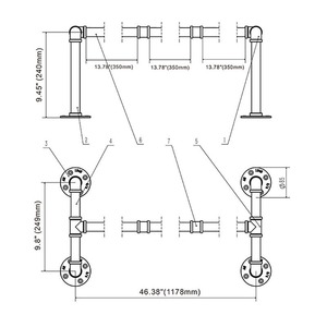 Tringles à vêtements multifonctionnelles robustes, porte-vêtements industriel en tuyau, porte-vêtements mural avec rails à vêtements en tuyau - Product Image 5