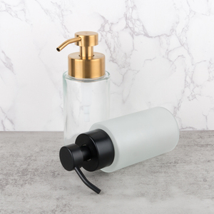 Produits chinois, flacons <span class=keywords><strong>de</strong></span> lotion en <span class=keywords><strong>verre</strong></span> givré <span class=keywords><strong>de</strong></span> luxe personnalisés, pompe à lotion dorée et flacons pour le lavage des mains, usine en Chine - Product Image 1