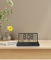 Nouvelle petite horloge numérique et analogique multifonction créative Réveil électronique transparent simple