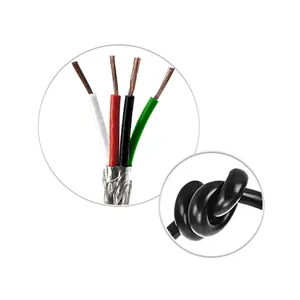 Cables de comunicación Blindados de color negro con cobre trenzado desnudo de 22AWG y 4 núcleos