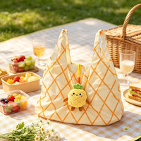 Sac de courses pliable en peluche ananas mignon avec logo personnalisé, réutilisable, écologique, cadeau promotionnel, breloque de sac en peluche
