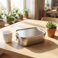 Boîte à lunch hermétique anti-fuite en acier inoxydable 304, boîte à lunch bento réutilisable en métal, boîte à lunch tiffin