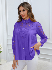Camisa de Punto con Encaje para Mujer, Primavera/Verano 2026, Estilo Casual para Oficina, Manga Larga, Corte Regular - Product Image 2